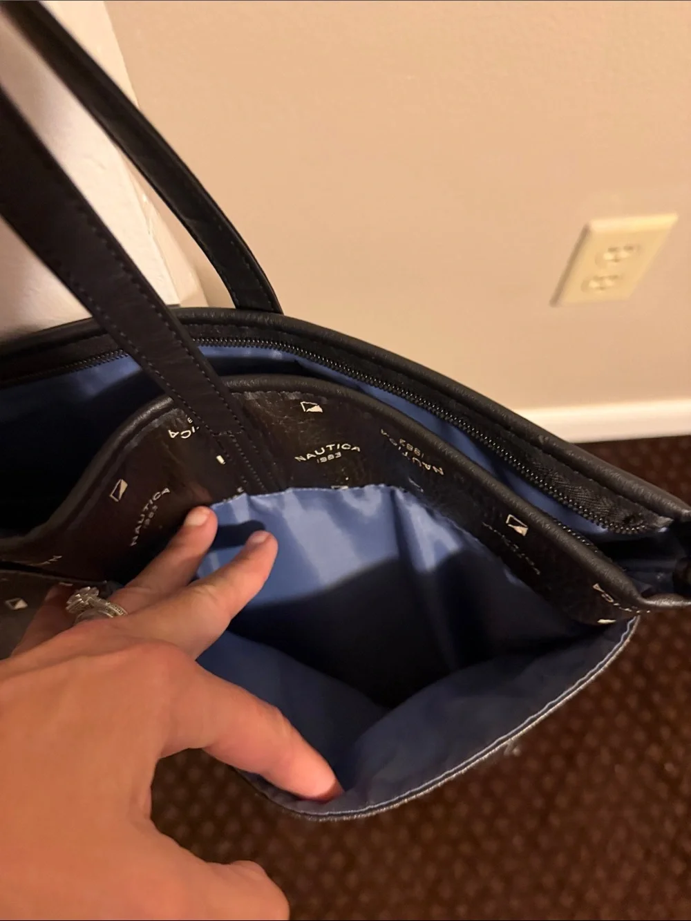 Nautica Black Logo Print Tote